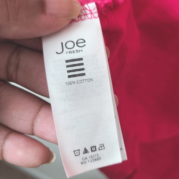 Joe Fresh Hot Pink V Neck Short Sleeve Tee Shirt - Picture 8 of 9